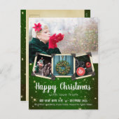 クリスマスの挨拶Instagramフォトフレーム(緑) シーズンポストカード (正面/裏面)
