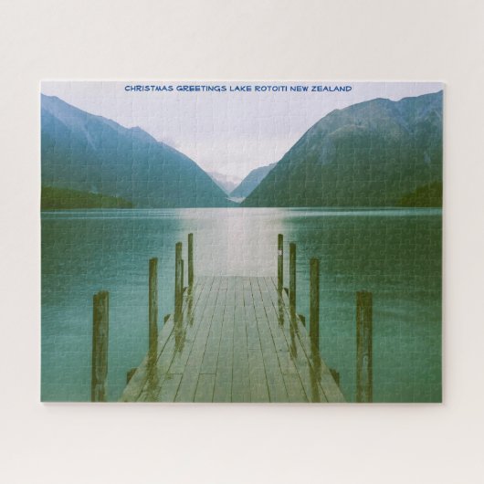 クリスマスの挨拶Lake Rotoitiニュージーランド ジグソーパズル (横)