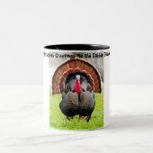 クリスマスの挨拶Old Gobble Gobble ツートーンマグカップ (中央)