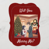 クリスマスの提案 – 私と結婚してくれる？彼女が彼に 招待状 (正面/裏面)
