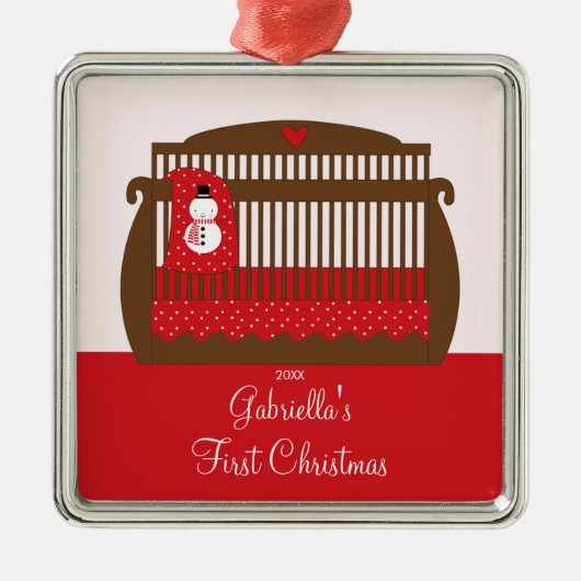 クリスマスの揺りかご 赤ちゃんの初めてのクリスマス オーナメント (正面)