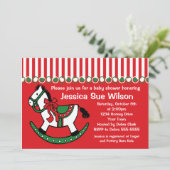 クリスマスの揺り木馬のベビーシャワーの招待状 招待状 (スタンド正面)