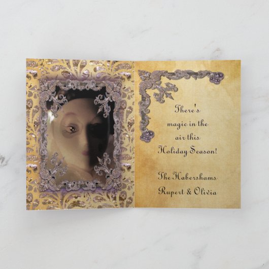 クリスマスの操り人形のビクトリア時代の人 シーズンカード (内部)