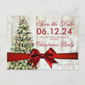 クリスマスの救休日 |ツリーと赤のリボン 案内ポストカード (正面)