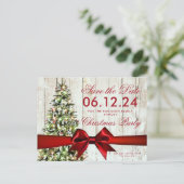 クリスマスの救休日 |ツリーと赤のリボン 案内ポストカード (スタンド正面)