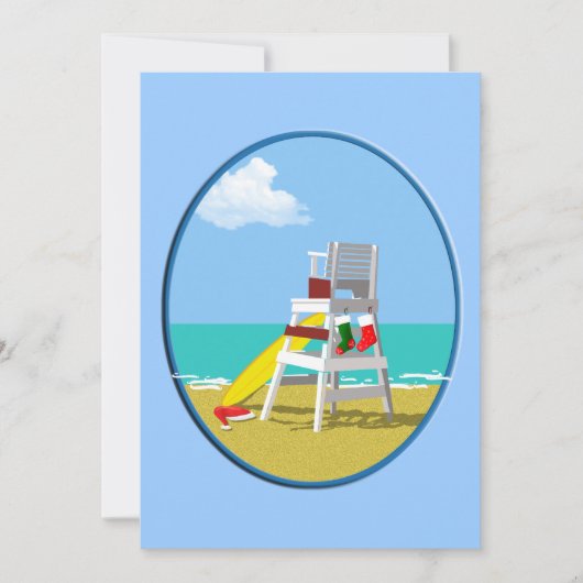 クリスマスの救命衛兵の椅子 招待状 (正面)