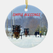 クリスマスの教会からの家 セラミックオーナメント (正面)