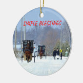 クリスマスの教会からの家 セラミックオーナメント (左)