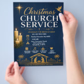 クリスマスの教会礼拝フライヤー チラシ (手)