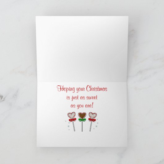 クリスマスの教女3チョコレート棒つきキャンデー シーズンカード (内部)