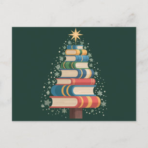 クリスマスの教師向け本 ツリー Xmas 読書 休暇 シーズンポストカード