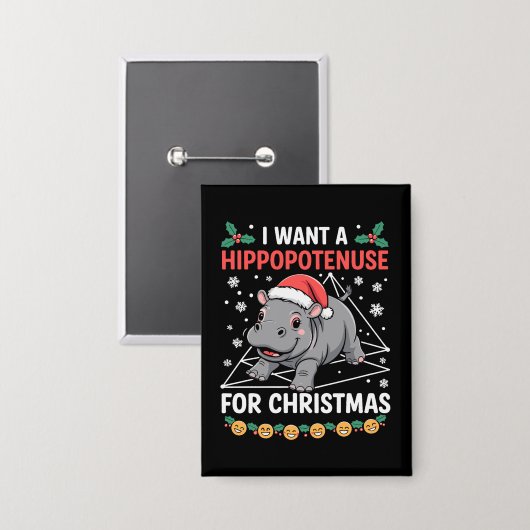クリスマスの数学教師のためのヒポポテヌース 缶バッジ (正面/裏面)