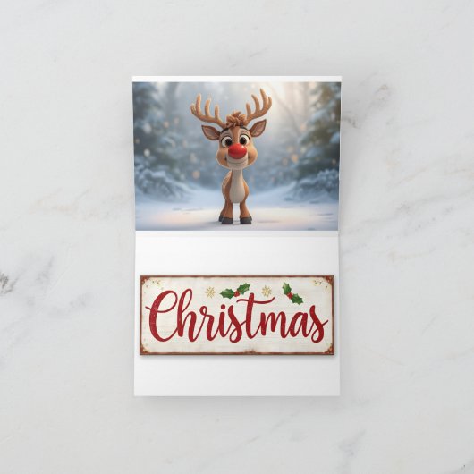 クリスマスの文字とクリスマスの画像が入ったカード サンキューカード (内部)