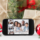 クリスマスの文字デザイン 4枚の写真入り シーズンカード