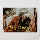 クリスマスの文字入り写真 箔シーズンカード (正面)