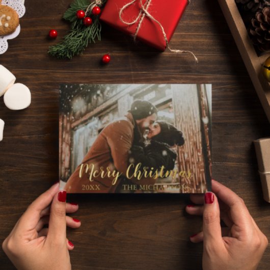クリスマスの文字入り写真 箔シーズンカード