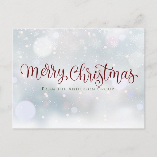 クリスマスの文字 メリークリスマス スノー ビジネス シーズンポストカード (正面)