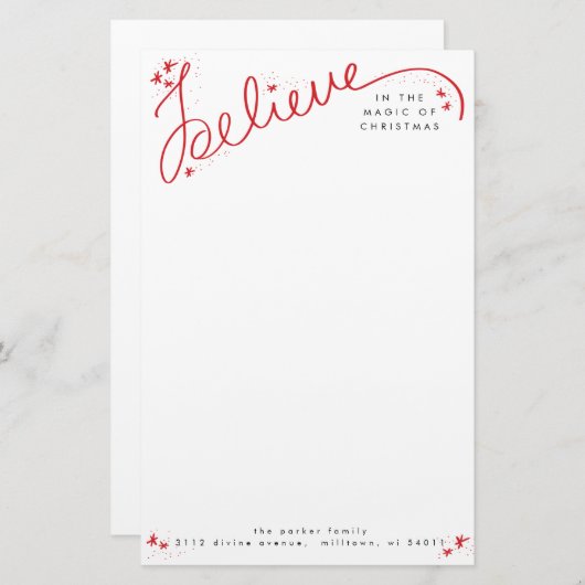 クリスマスの文房具の魔法で信じて下さい 便箋 (正面/裏面)