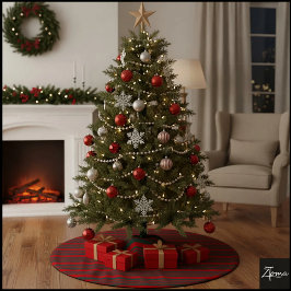 クリスマスの斜めストライプ 赤と緑のリボン ブラッシュドポリエステルツリースカート