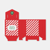 クリスマスの斜赤と白線ストライプのシンプル フェイバーボックス (折り畳みなし)