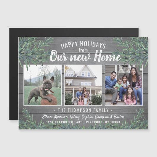 クリスマスの新しいアドレスの磁気写真のお知らせ (正面/裏面)