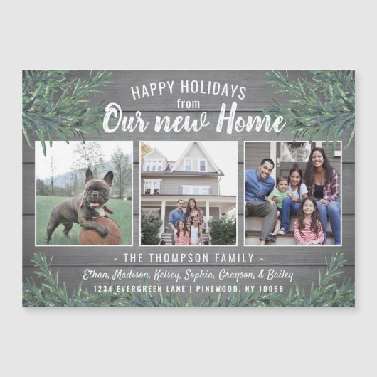 クリスマスの新しいアドレスの磁気写真のお知らせ (正面)