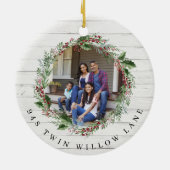 クリスマスの新しいホームピンクの水の色のドアフォト セラミックオーナメント (裏面)