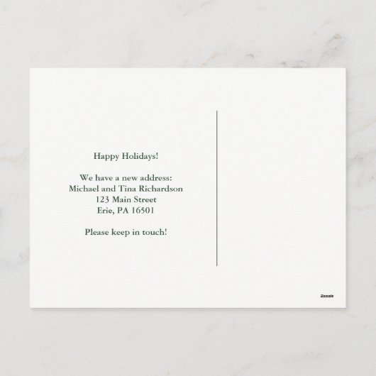 クリスマスの新しい住所 | 赤と緑の花 シーズンポストカード (裏面)