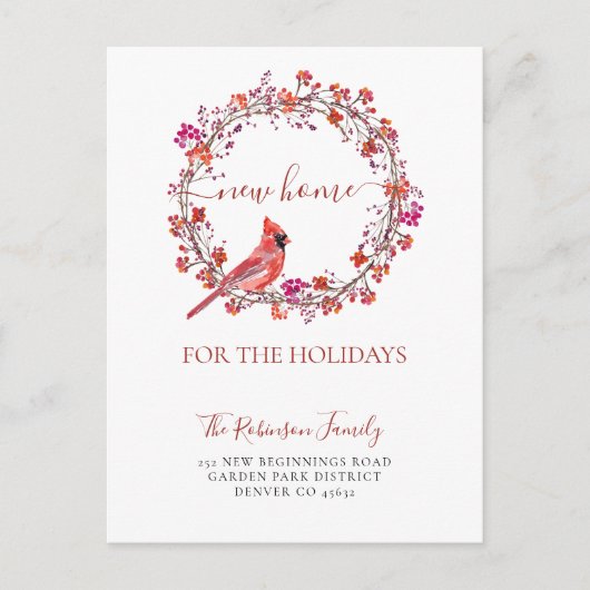 クリスマスの新しい家の休日の移動 案内ポストカード (正面)