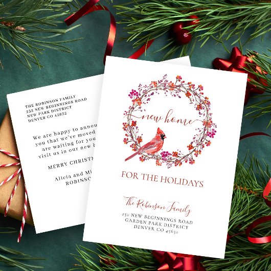 クリスマスの新しい家の休日の移動 案内ポストカード