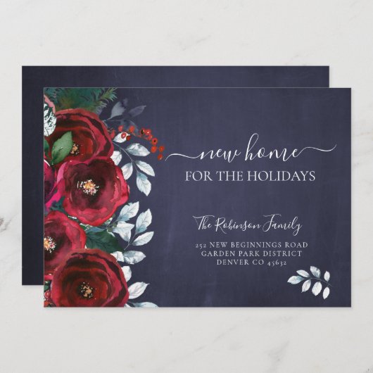 クリスマスの新しい家の休日の移動 案内状 (正面/裏面)