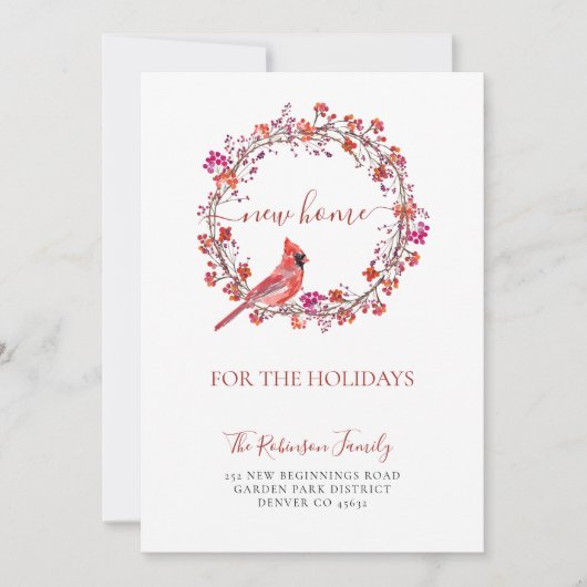 クリスマスの新しい家の休日の移動 案内状 (正面)