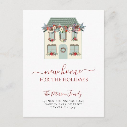 クリスマスの新しい家の休日を移動した 案内ポストカード (正面)
