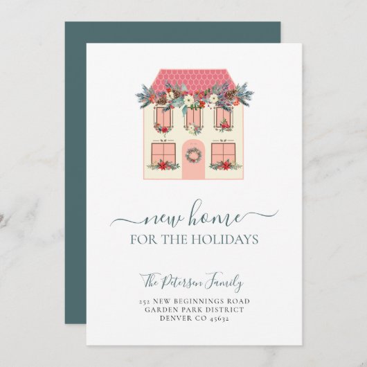 クリスマスの新しい家の休日を移動した 案内状 (正面/裏面)