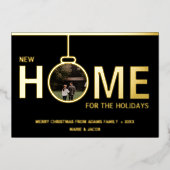 クリスマスの新しい家の写真カード 箔シーズンカード (正面)