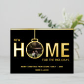 クリスマスの新しい家の写真カード 箔シーズンカード (立ち正面)