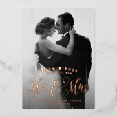 クリスマスの新婚の夫妻の温かい願い 箔シーズンカード (正面)