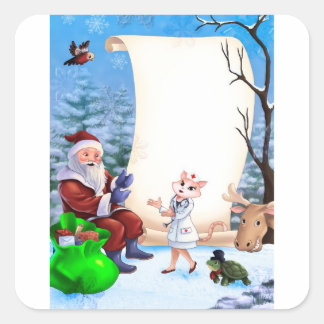 クリスマスの新年のシールナース。 スクエアシール
