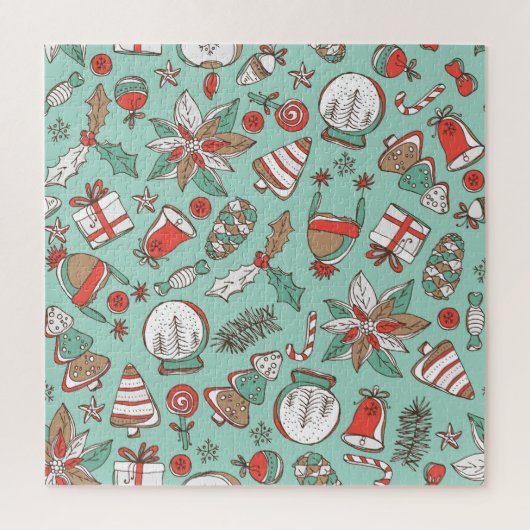 クリスマスの新年：ヴィンテージハンドドロー ジグソーパズル (縦)