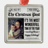 クリスマスの新聞写真入りオーナメント メタルオーナメント (正面)