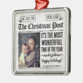 クリスマスの新聞写真入りオーナメント メタルオーナメント (左)