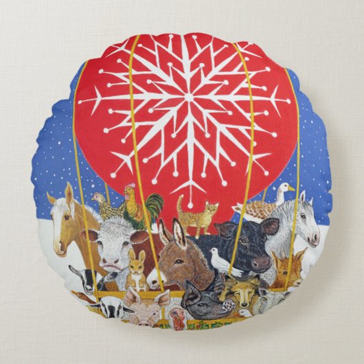 クリスマスの旅 ラウンドクッション (正面)
