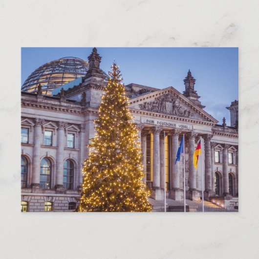 クリスマスの日にドイツのバンデスタグ建物 ポストカード (正面)