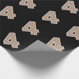 クリスマスの日に赤、白、緑「4」第4イベント ラッピングペーパー
