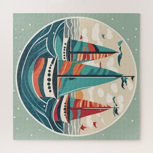 「クリスマスの日に3隻の船を見た」絵 ジグソーパズル (横)