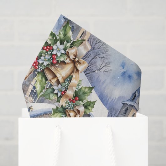 クリスマスの日の金の鐘 薄葉紙 (ギフトバッグ)