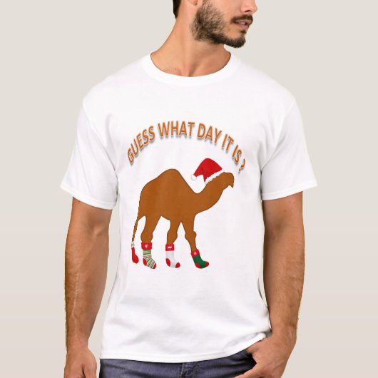 クリスマスの日を当ててみて！面白いクリスマス Tシャツ (正面)