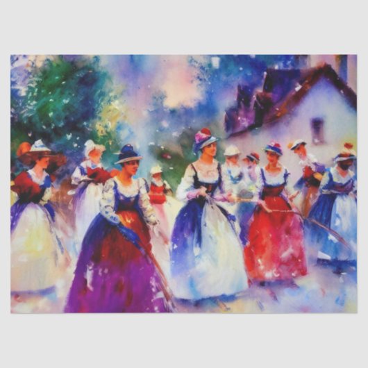 クリスマスの日十二人：メイド・ア・ミルキング(D)、 薄葉紙 (正面)