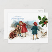 クリスマスの旧式の雪玉の戦い シーズンポストカード (正面/裏面)