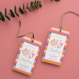 クリスマスの明るいお祝いを申し上げストライプる ギフトタグ